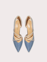 Blue sequin strappy stiletto heels for party and event looks