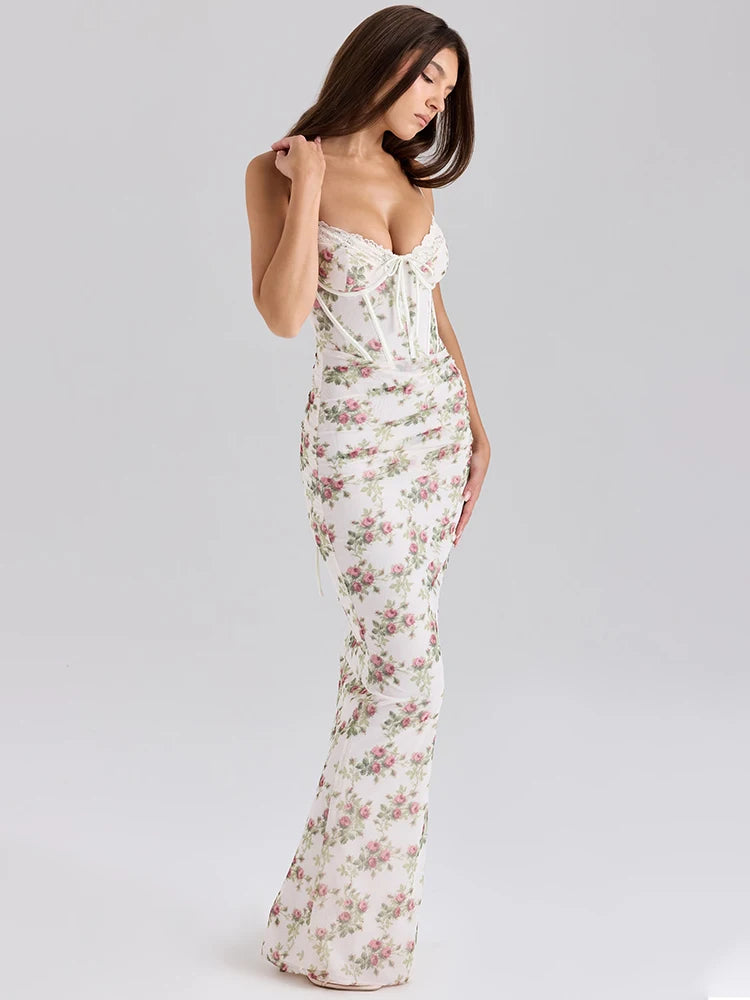 Curve-hugging floral dress for weddings and date nights