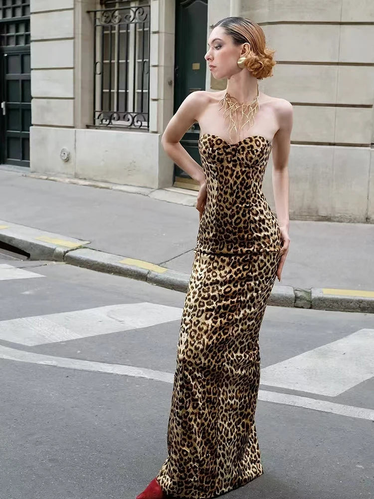 Bold leopard gown designed for night out style and statement occasions
