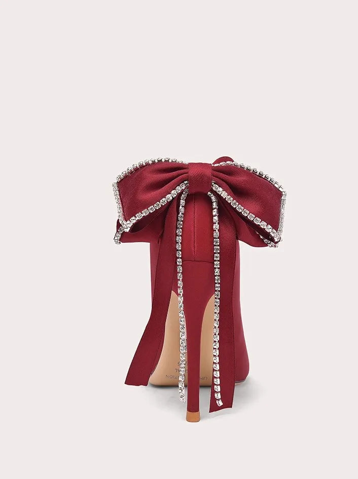 Bold pearl embellished heels in red for formal and night out outfits