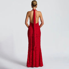 Bold backless ankle-length red dress for women at parties