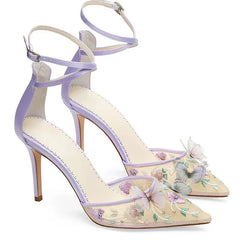 Bridal butterfly occasion shoes for women in romantic pastel satin