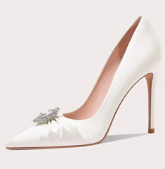 Bridal pointed toe wedding heels for women with sparkling crystal detail