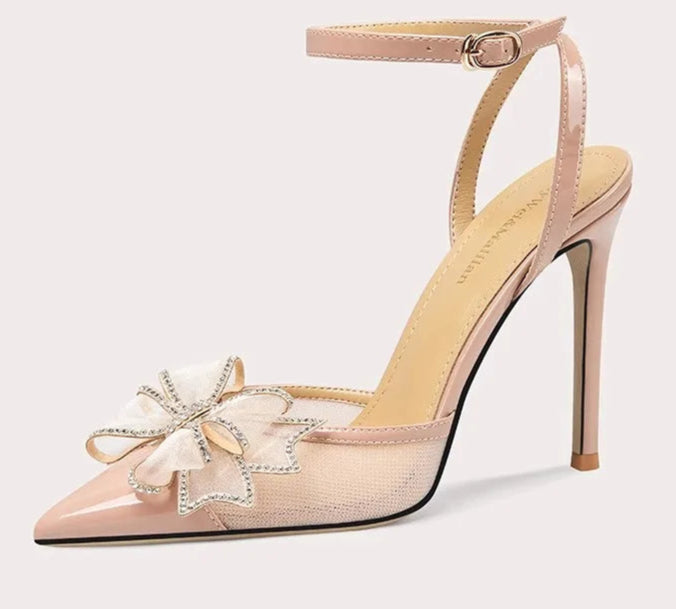 Bridal wedding mesh bow heels for women’s special celebrations