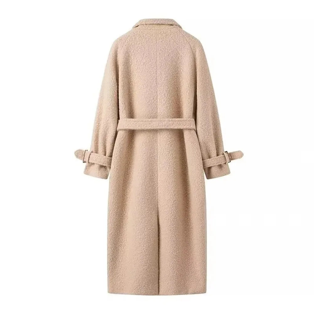 brown belted teddy trench coat for cozy layering