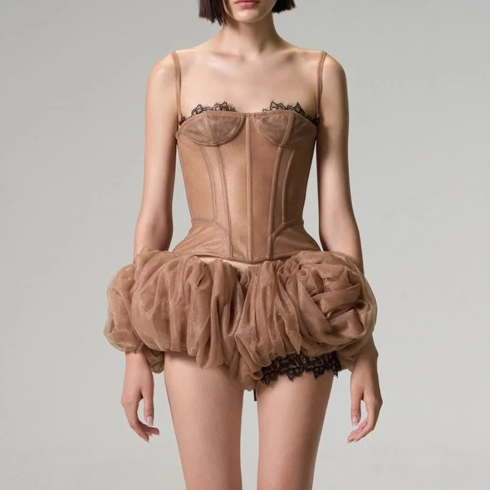 Brown occasionwear set inspired by runway and festival trends