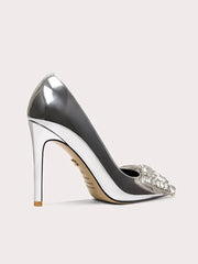 Butterfly knot silver evening shoes for weddings and celebrations