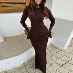 Butterfly sleeve ankle maxi dress displayed for autumn fashion inspiration