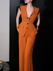 A close-up of the button closure detail on the top.