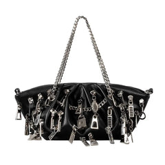 2025 trending punk chain purse with silver key lock charms