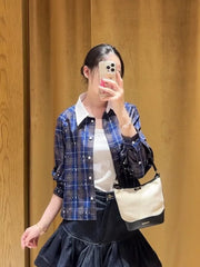 Single-breasted diamond plaid shirt for autumn fashion