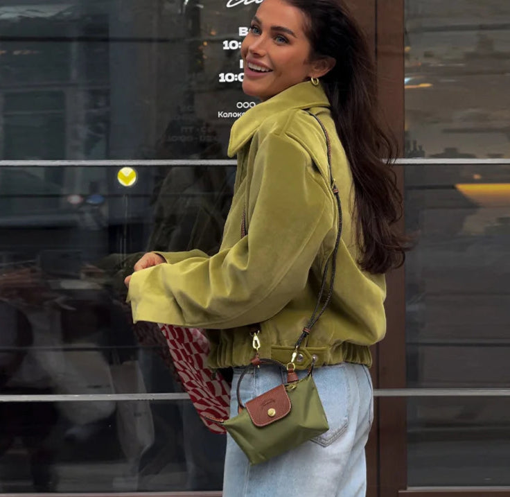 Cotton-blend green jacket perfect for brunch outings and cosy afternoons