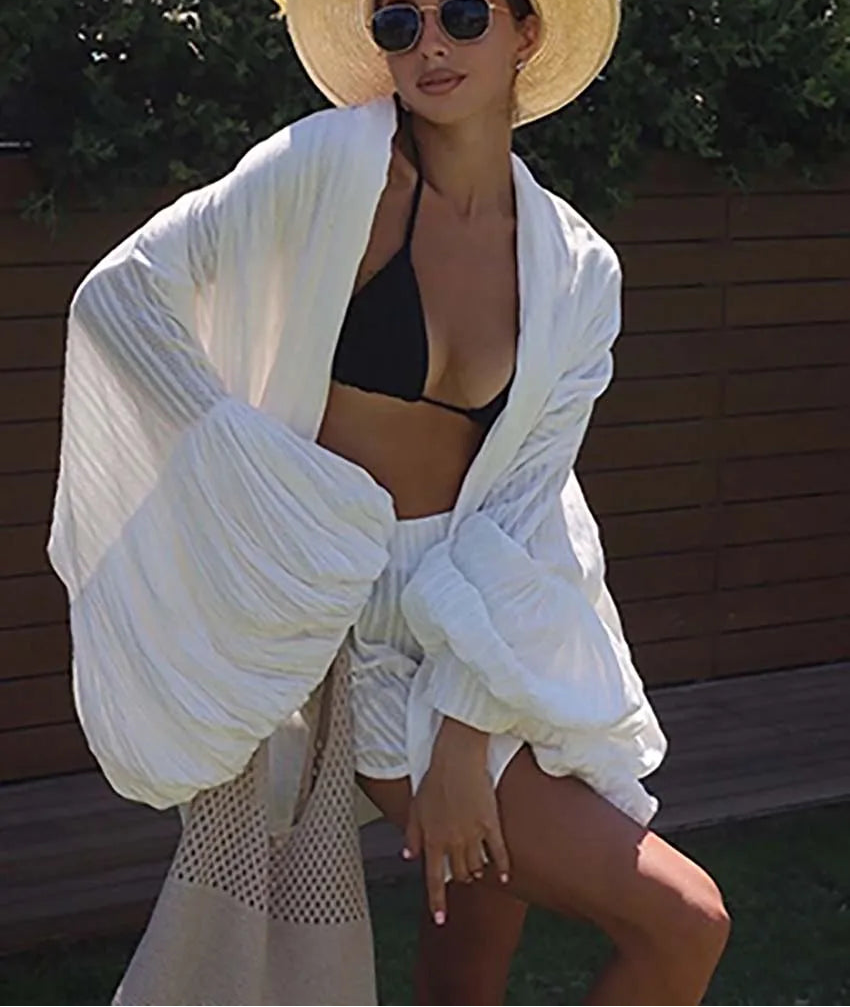 Cotton high waist shorts two piece for women featured for summer looks