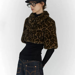 Cropped faux fur style jacket with full front zipper