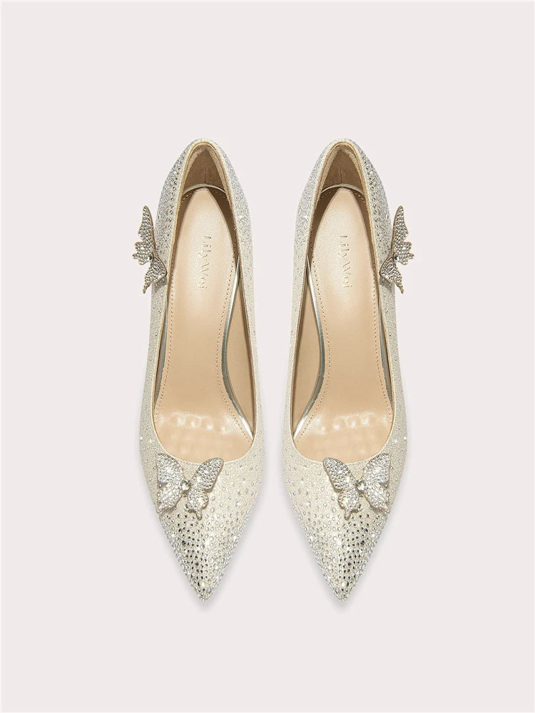 Crystal butterfly party pumps styled for event glamour and parties