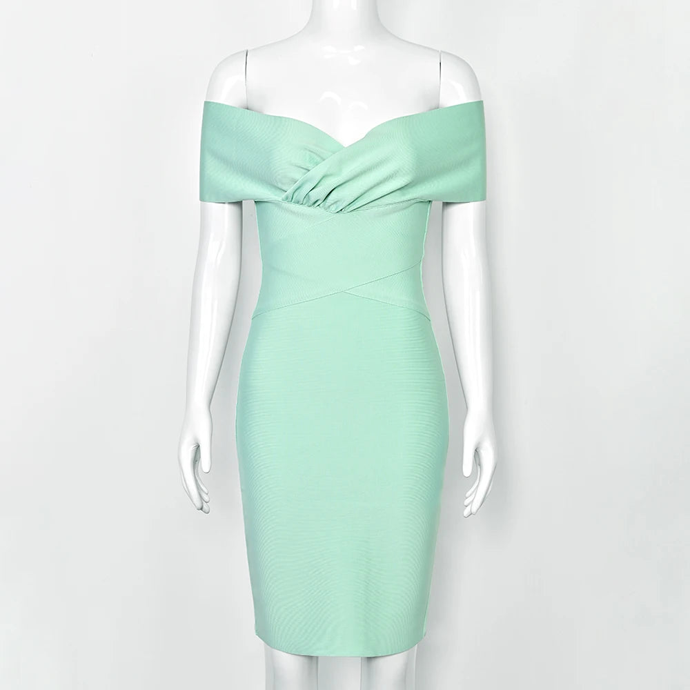 curve hugging mint green midi dress with v waist