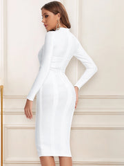 cut out white midi dress for modern party or event looks