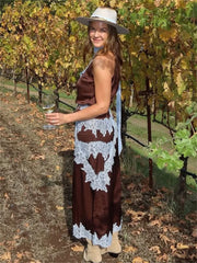 Matching outfit set featuring lace accents and a streamlined silhouette