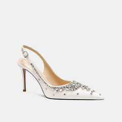 Elegant bridesmaid shoes in silk pink for celebration ensembles