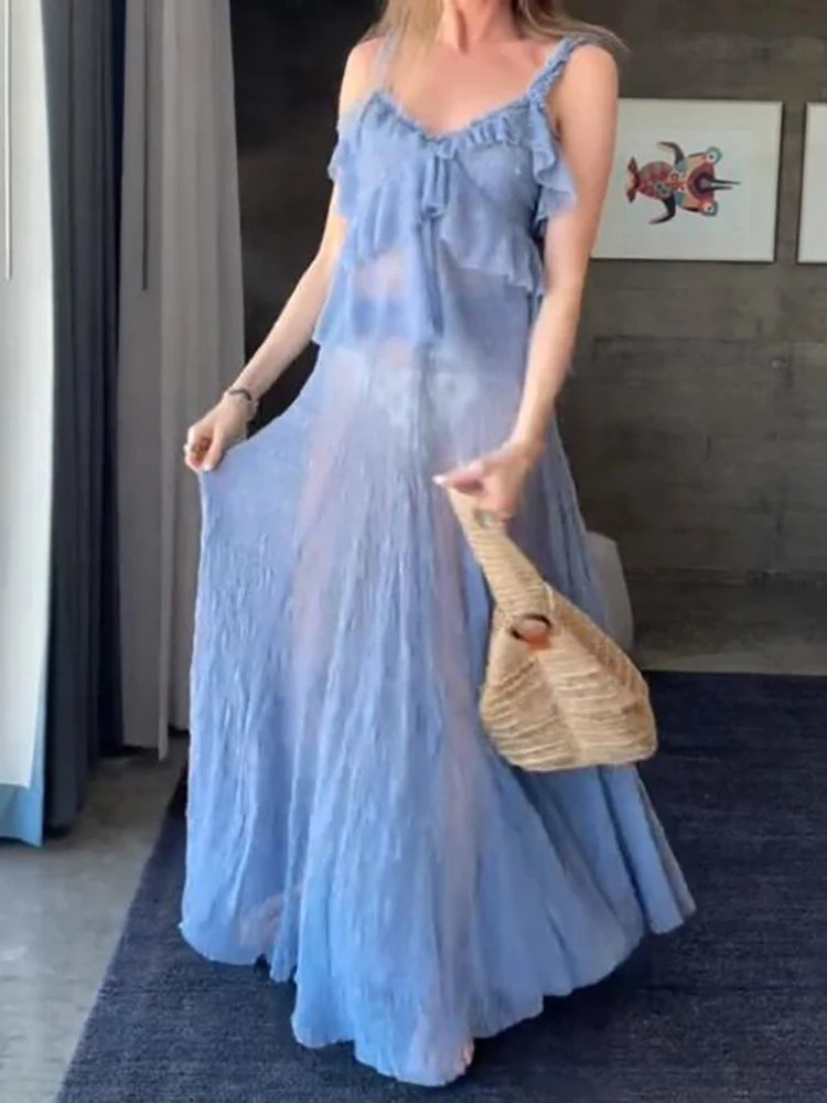 A full-length view of the elegant two-piece set.