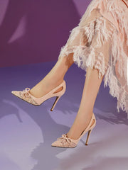 Butterfly knot lace stilettos with slim heel