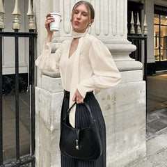 Elegant office lady chiffon shirt in solid color