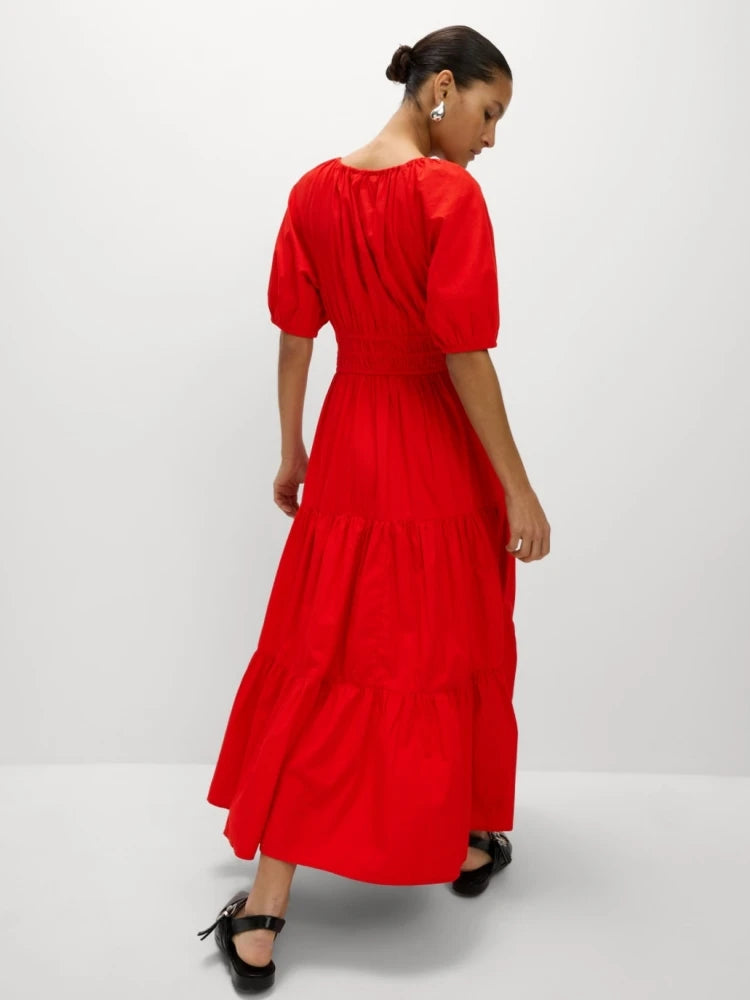 The back view of the dress, showing the elegant design.