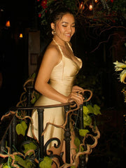 Elegant seashell halter dress above knee length