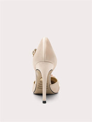 Close-up of luxury silk bow high heel party shoes