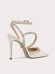 Rhinestone strap high heel sandals for evening wear
