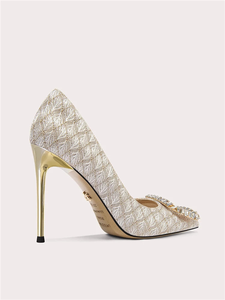 Spring party mesh high heels with crystals