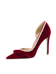 Women’s banquet shoes in suede with pearls