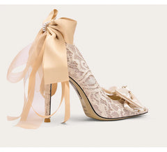 Embellished occasion pumps with bows perfect for bridal and formal events