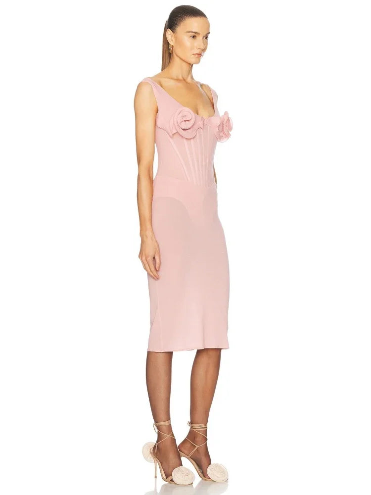 Elegant clubwear dress with patchwork floral mesh