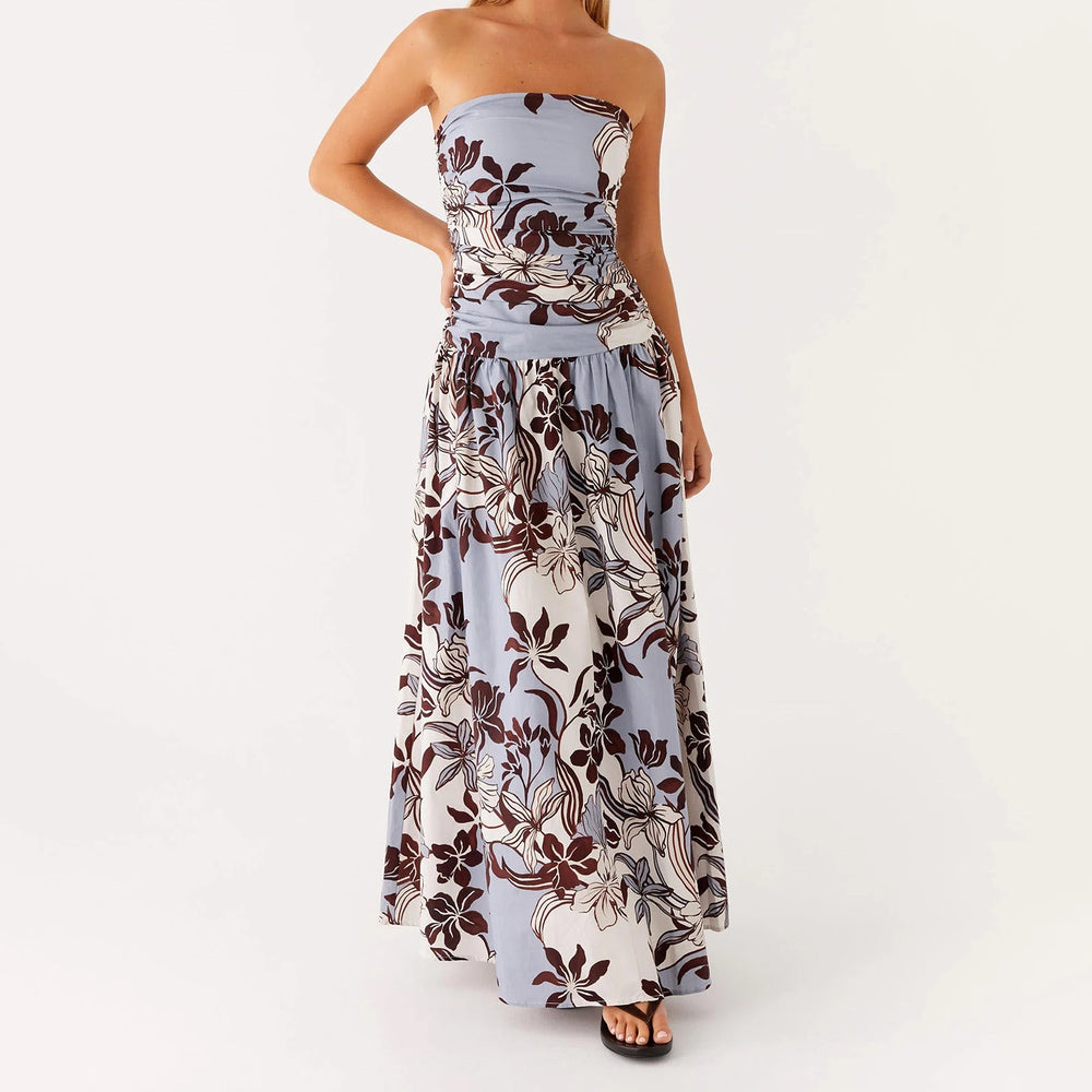 Printed floral A-line dress perfect for beachwear and vacation