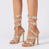 The elegant Rosalie Sandal styled for a formal party or evening event.