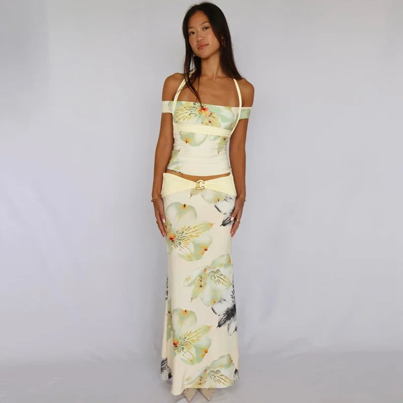 Fresh floral matching set styled for garden parties and festive clubs