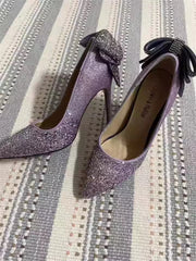 Elegant sequined party pumps with thin stiletto heel
