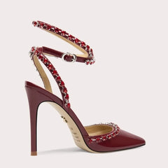 Glossy stiletto evening sandals for weddings and banquets