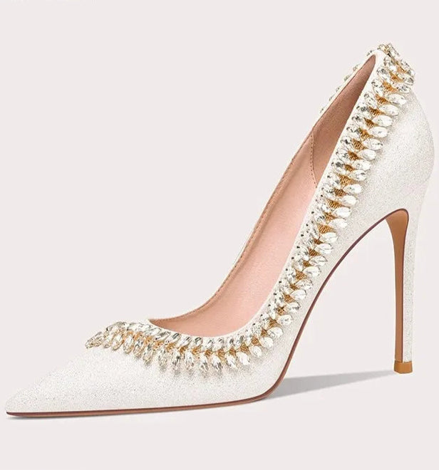 Gold beaded wedding shoes perfect for receptions and formal parties