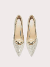 Gold sequin pointed toe wedding pumps