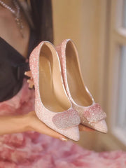 Gradient crystal pointed heels in pink and silver for weddings