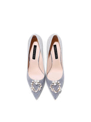 Gray pearl pointed party pumps for weddings and special events