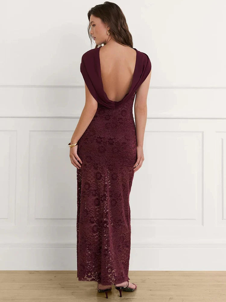 High waist backless formal maxi dress designed for autumn and all season wear