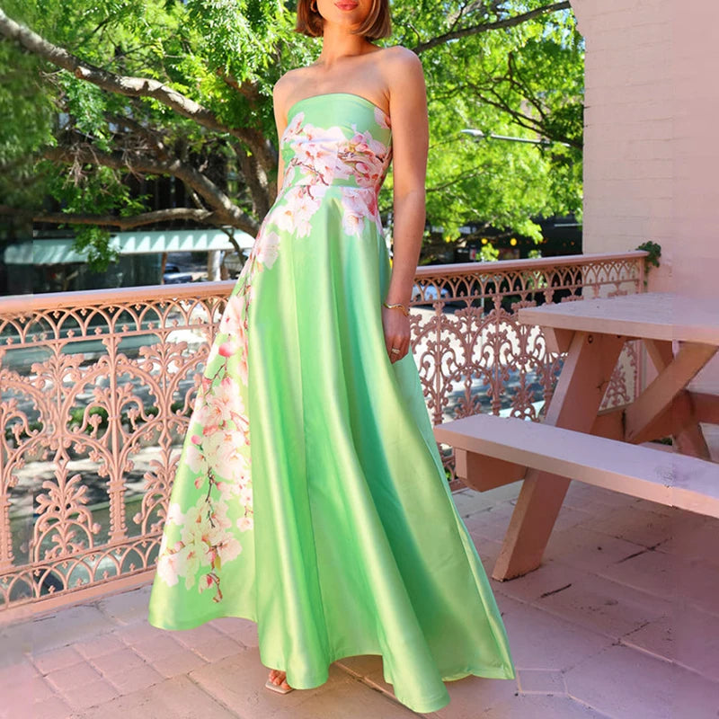 Boho chic floral maxi dress for beach and party wear