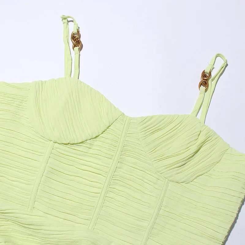 High-waist summer maxi dress with airy drape and clean neckline