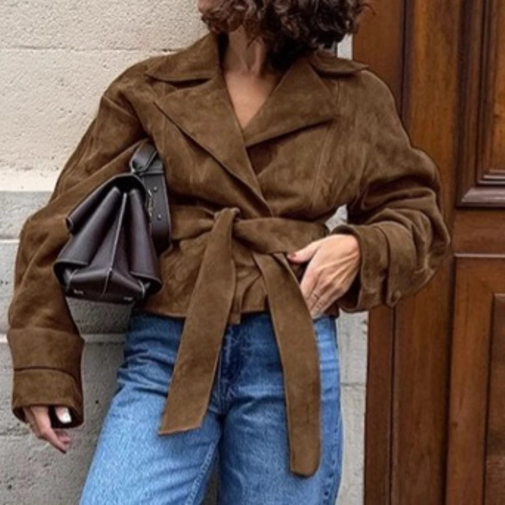 Hip length belted winter jacket ideal for women’s cold weather fashion