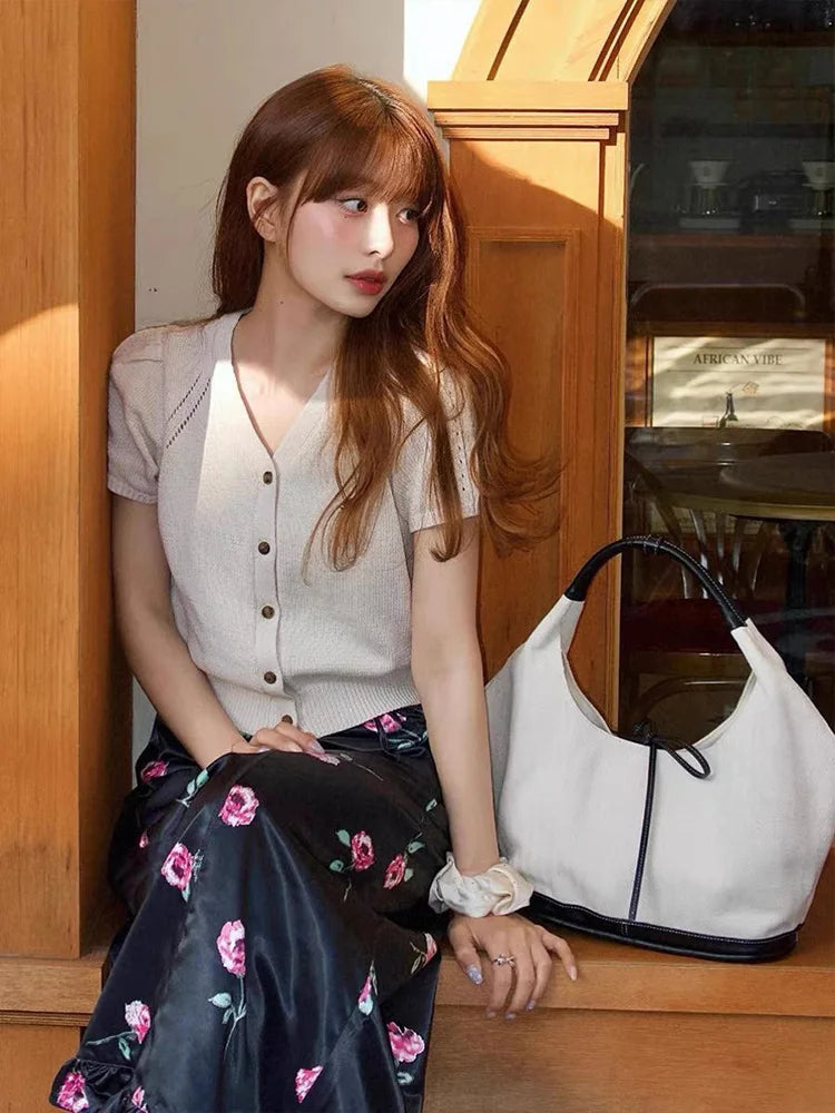 Korean-inspired casual black and canvas city bag for women
