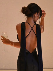 Lace halter open back evening dress perfect for formal events