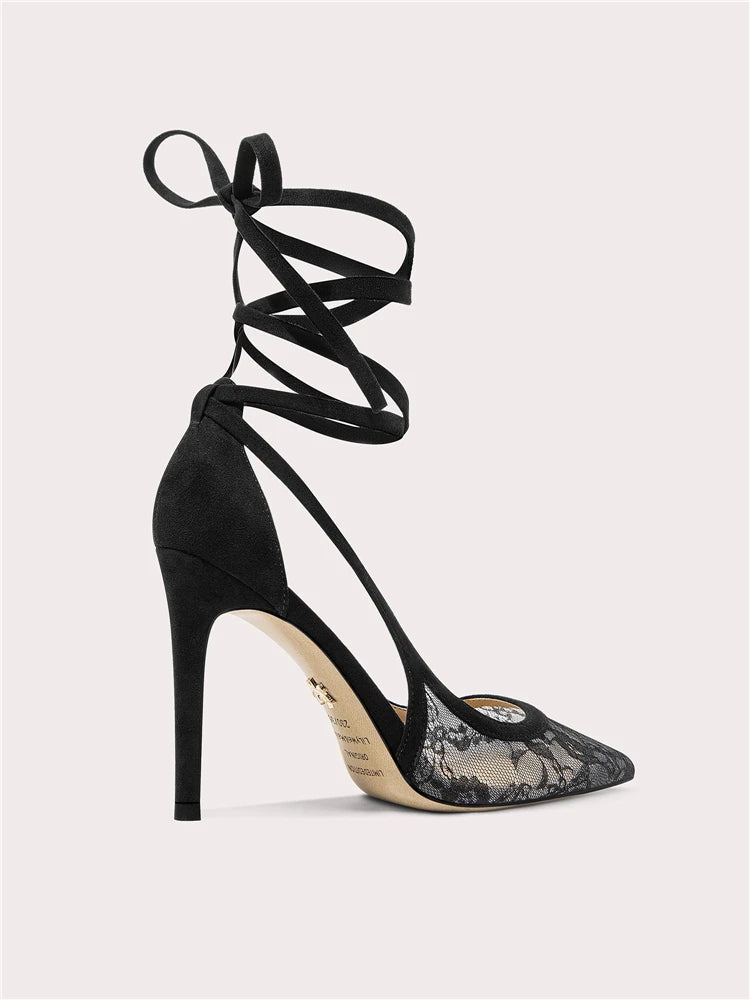Elegant lace stiletto heels for weddings and parties